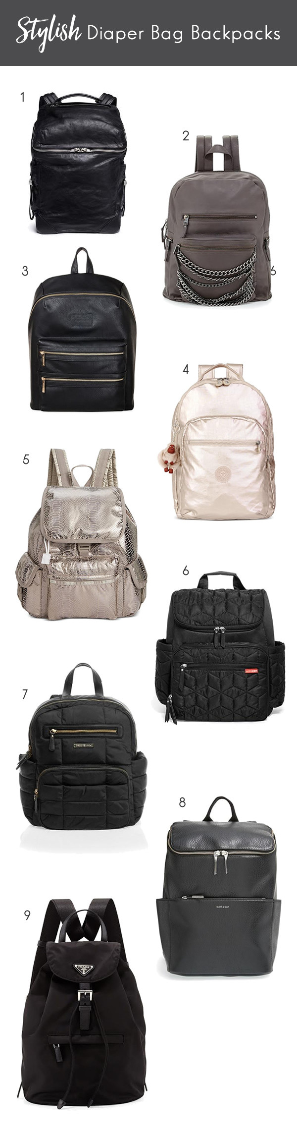 Arent these so cute?! Stylish Backpack Diaper Bags, the alternative to the traditional diaper bag | Read more at blog.cuteheads.com