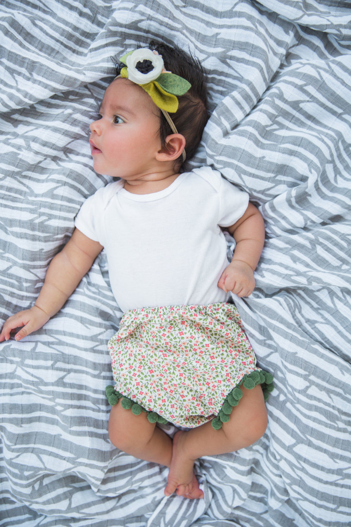 bloomers peony floral cotton bloomer green pom poms