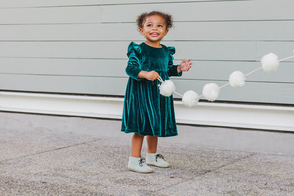 The Joy Dress: made from the softest green velvet. The cutest Christmas dresses for girls, see more at cuteheads.com. 