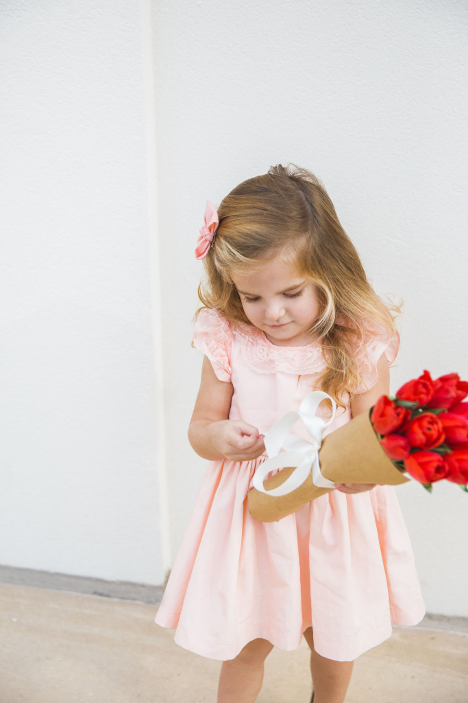 Valentine's Day Outfit for Girls: the Valentina Dress from cuteheads, featuring cuteheads' signature flutter sleeve with pink lace detailing. Perfect for Valentine's Day, a birthday party and beyond. 