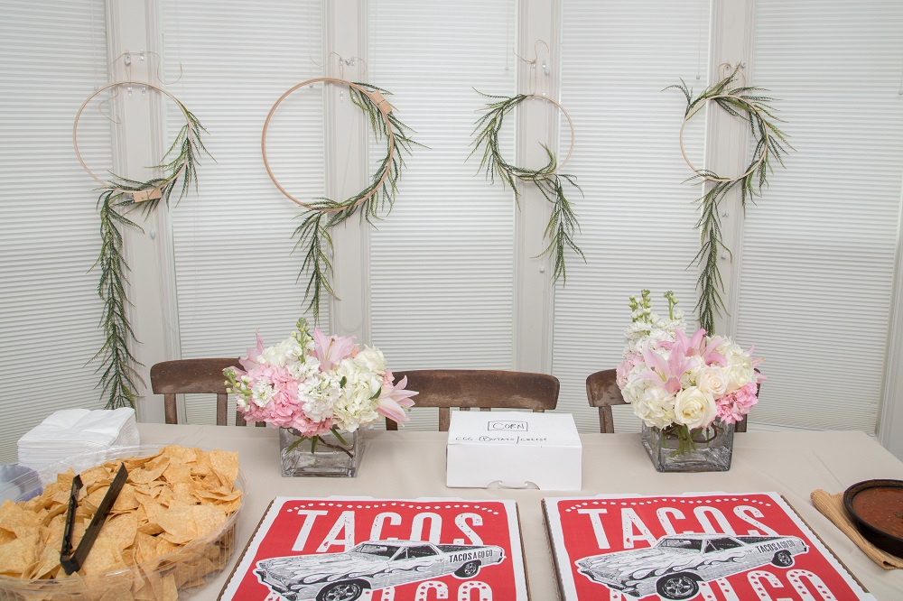 Serving tacos at Tova's first birthday party