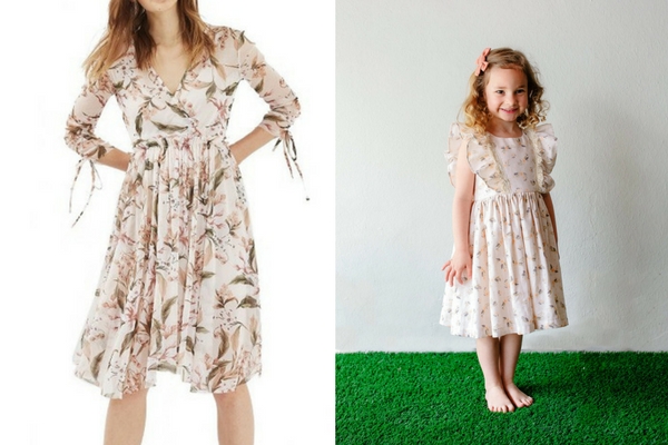 modern mommy and me matching outfits floral dresses