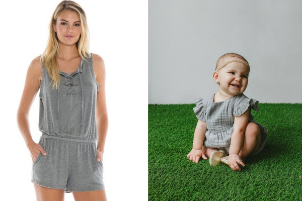 modern mommy and me matching outfits gray romper