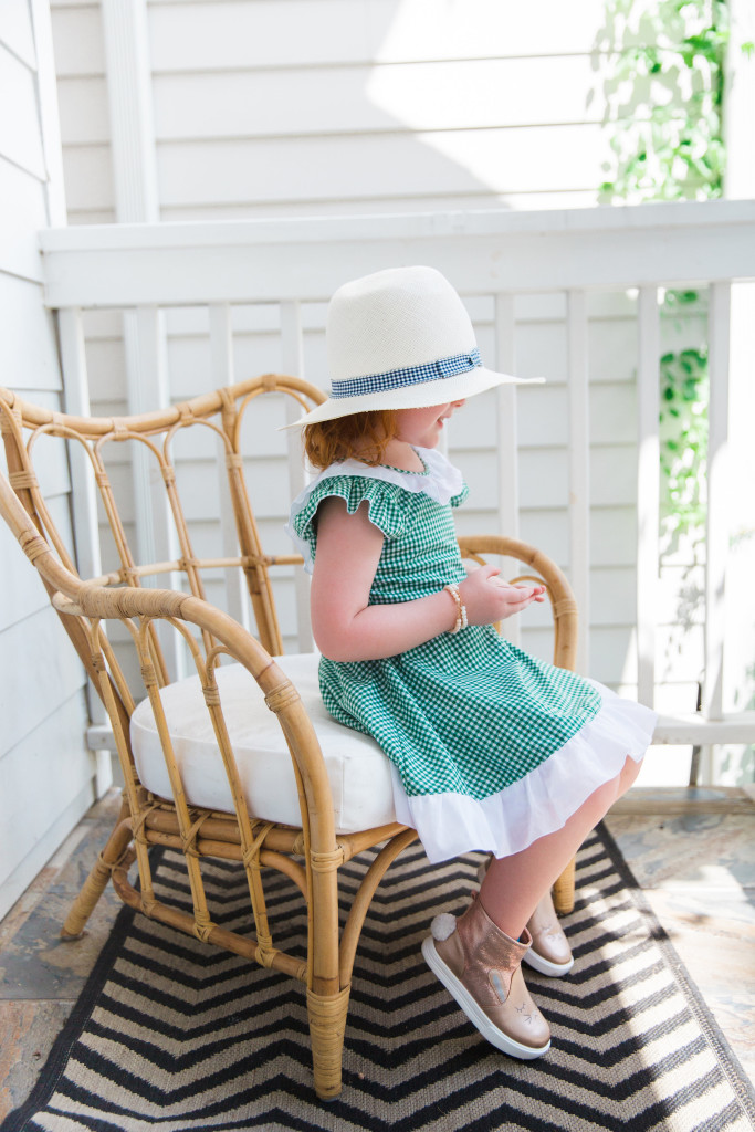 The cuteheads x Veronika's Blushing Harper dress, the cutest green gingham dress with white ruffled details, perfect for any season. Handmade girls fashion at its finest. 