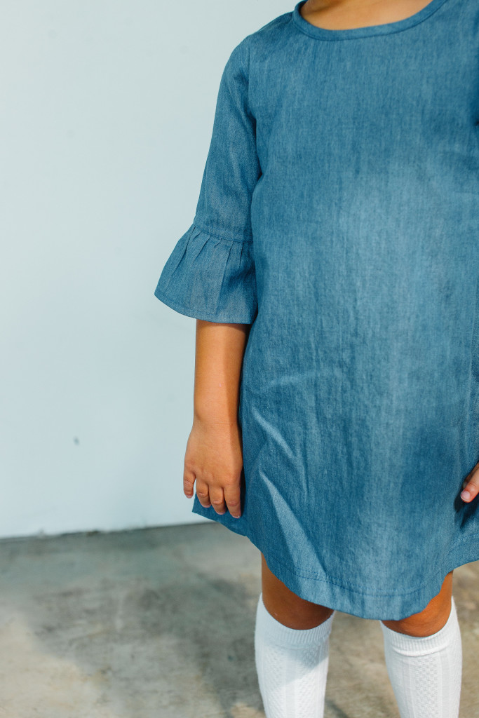 Chambray bell sleeve dress