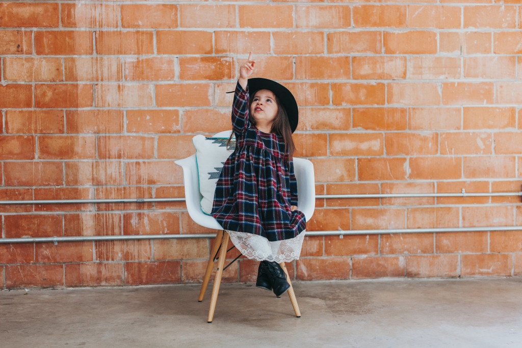 Flannel plaid and lace dress