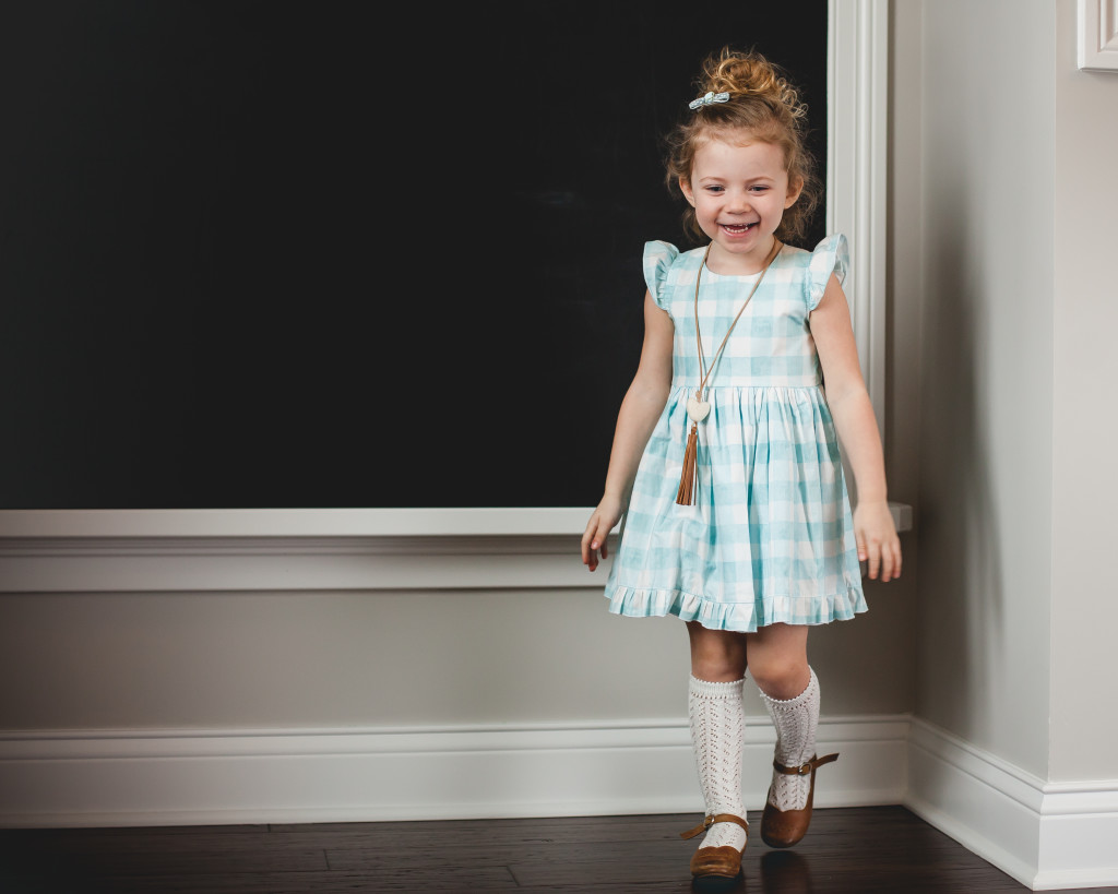 Turquoise blue plaid vintage ruffle dress, only available at cuteheads.com