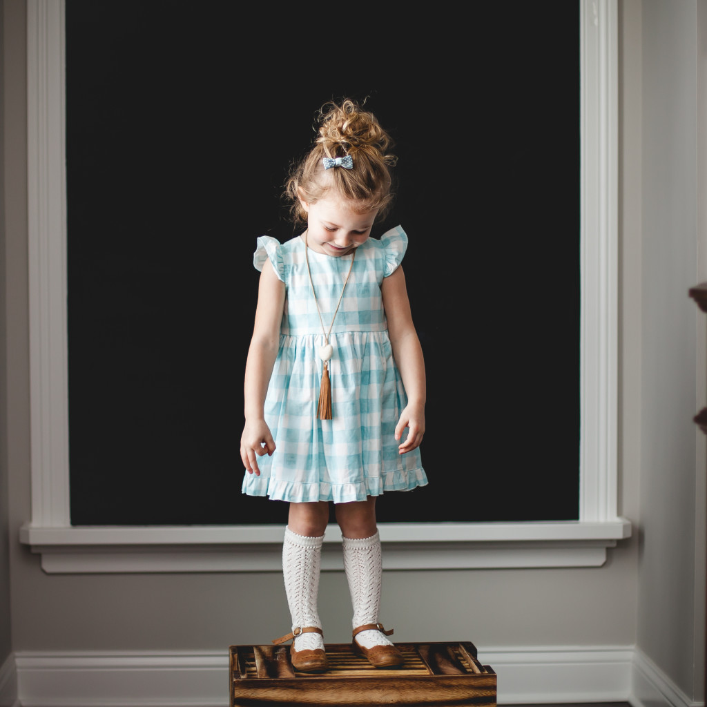Turquoise blue plaid vintage ruffle dress, only available at cuteheads.com