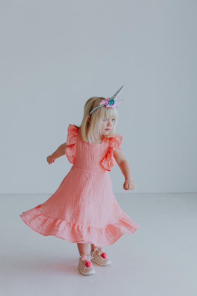 The Rosalind dress. Pink cotton twirly dress, the perfect Valentine's Dress for little girls