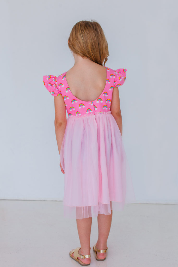 pink rainbow party theme dresses