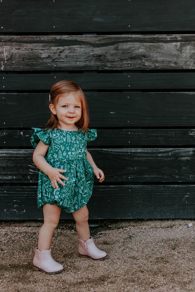 woodland themed rifle paper bubble romper