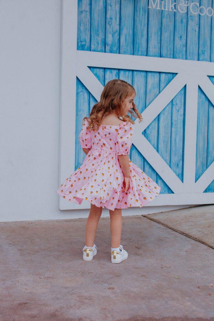 little girls strawberry puff sleeve dress