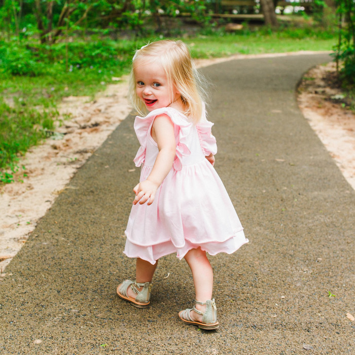 Little girls pink jersey bohemian dress